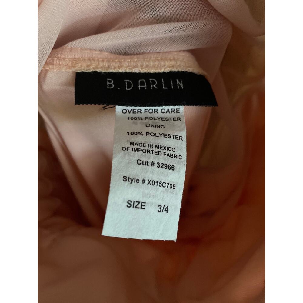 B. DARLIN Pale Peach Sequin & Chiffon one shoulder Gown size 3/4 - Picture 12 of 12